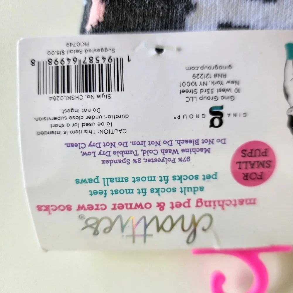 NWT Chatties Matching Sock Set for Pet & Owner Dogs Mom For Small Pups Gray Pink